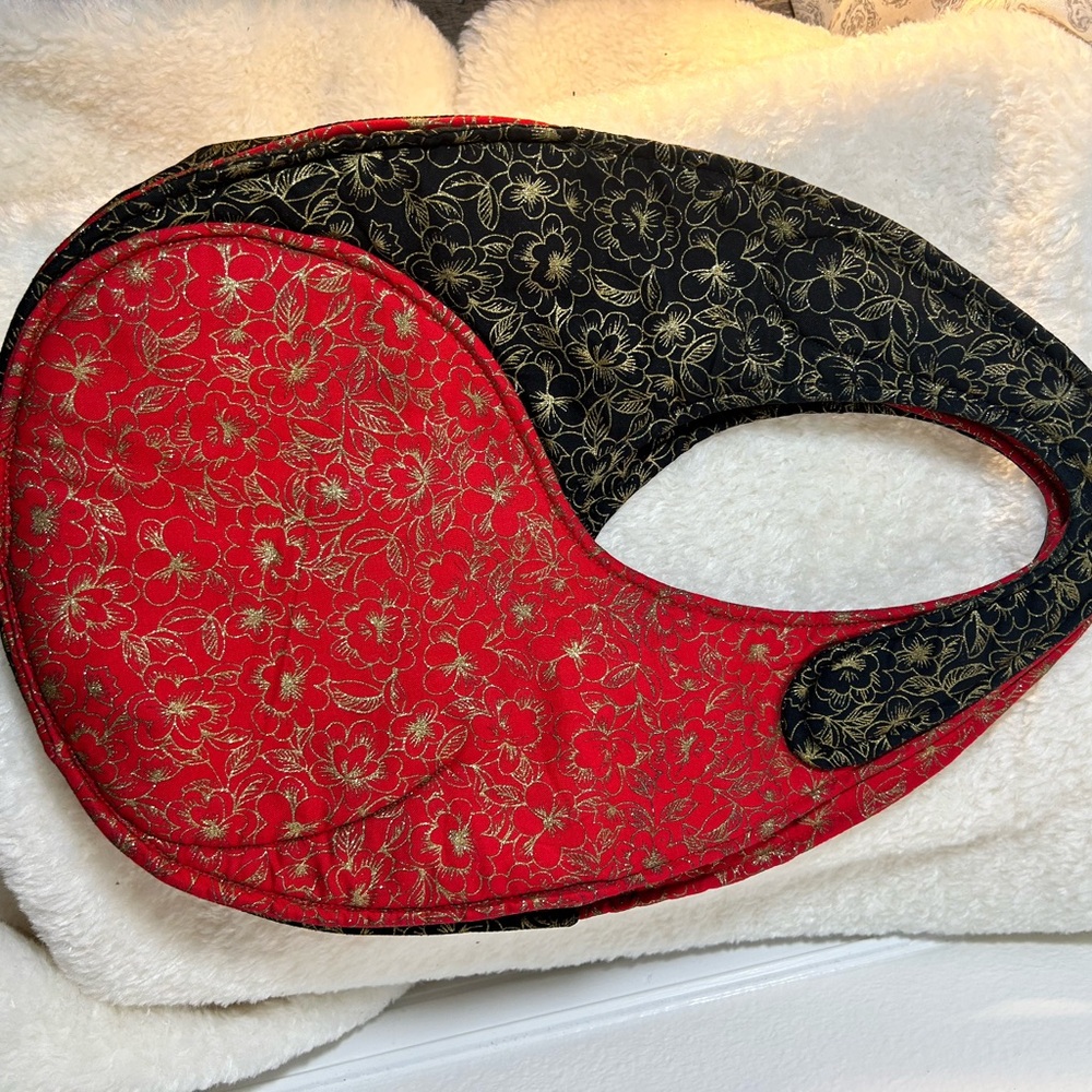 Chic Red and Black Oval Handbag